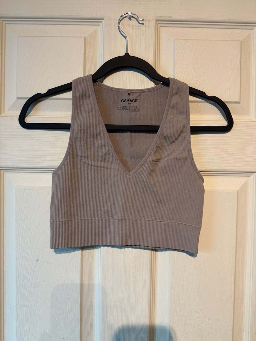 Garage Seamless Plunge V-Neck Cropped Tank Top P/S Taupe